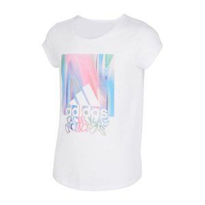 Adidas Big Girls Scoop Neck Short Sleeve Graphic T-Shirt White Pick Size